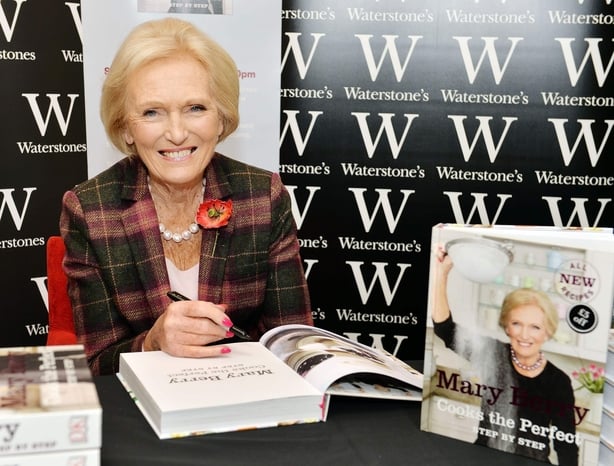 Celebrity TV cook Mary Berry with her new book Cooks the Perfect, before signing copies for fans at the Waterstones Book store in the King's Road Chelsea, west London
