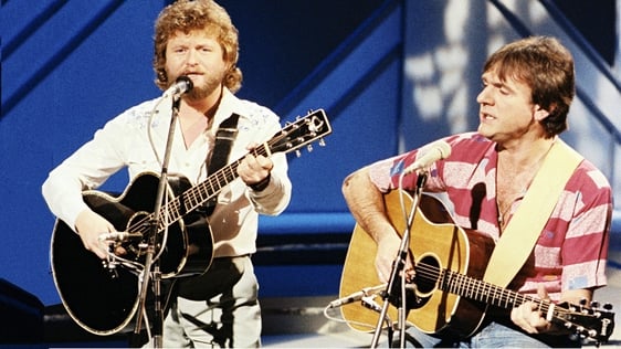 Jim McCann And Ralph McTell performing on 'The Late Late Show' in 1981.