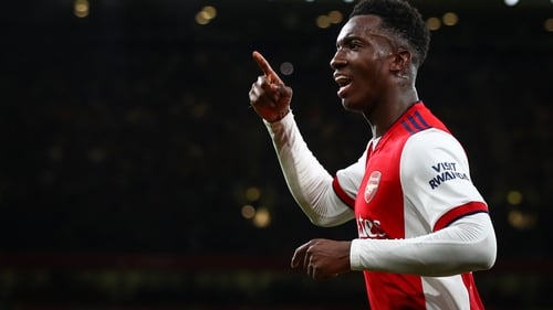Eddie Nketiah of Arsenal celebrates