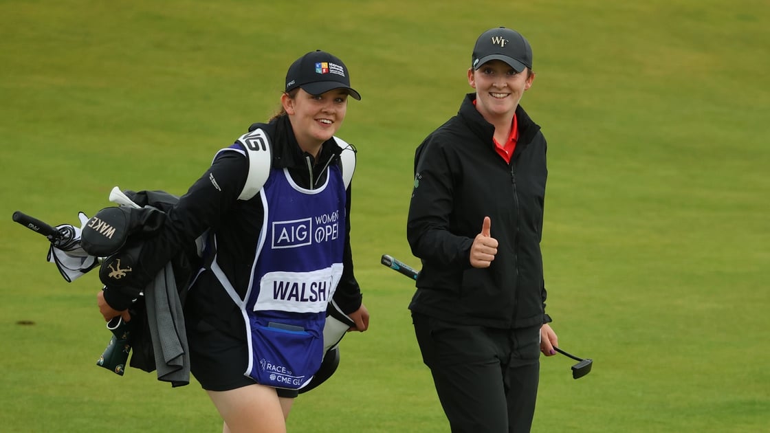 Image - Walsh and her sister Clodagh during day three at Carnoustie