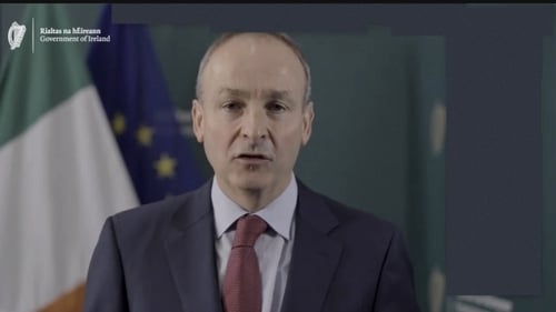 Taoiseach Micheál Martin appearing by video link today