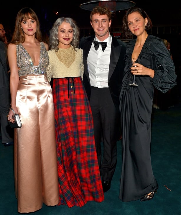 Dakota Johnson, Phoebe Bridgers, and Paul Mescal, all wearing Gucci, and Maggie Gyllenhaal attend the 10th Annual LACMA ART+FILM GALA honoring Amy Sherald, Kehinde Wiley, and Steven Spielberg presented by Gucci at Los Angeles County Museum of Art on November 06, 2021 in Los Angeles, California. (Photo by Donato Sardella/Getty Images for LACMA)