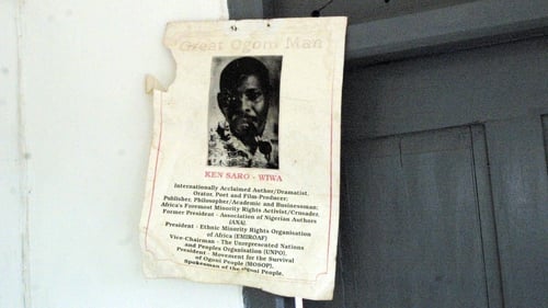 A poster of human rights activist Ken Saro-Wiwa. Photo: Pius Utomi Ekpei/AFP via Getty Images