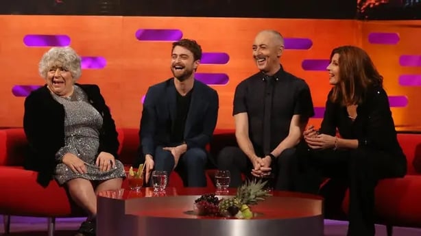 Miriam Margolyes, Daniel Radcliffe, Alan Cumming and Sharon Horgan during the filming for the Graham Norton Show (Isabel Infantes/PA)