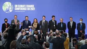 Minister Eamon Ryan (fourth from right) signed Ireland up to the alliance at the COP26 summit