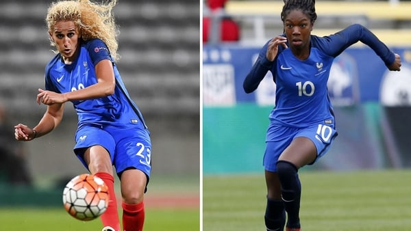 Aminata Diallo (R) was detained by police investigating an assault on her club and international team-mate Kheira Hamraoui