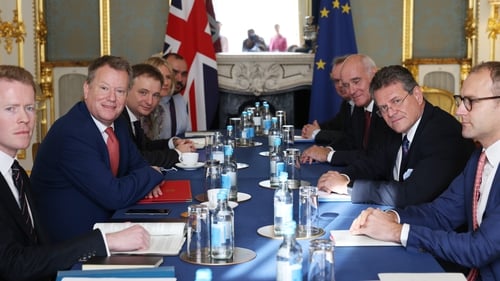 David Frost (second left) and Maroš Šefcovic (second right) during talks in London last month