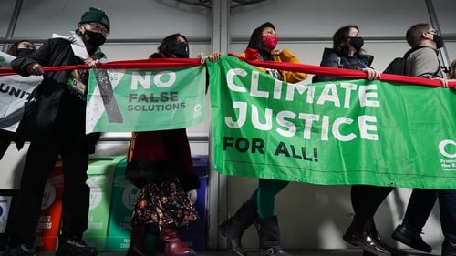 Activists protesting in Glasgow ahead of today's agreement at COP26