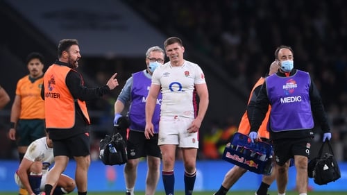 Owen Farrell leaving the pitch after being injured against Australia