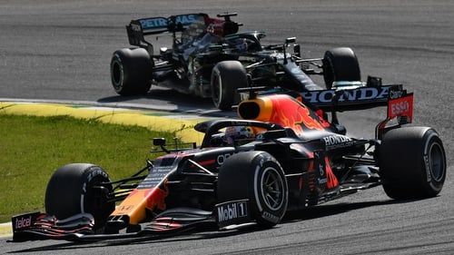 Red Bull's Max Verstappen ahead of Lewis Hamilton during the Brazilian Grand Prix