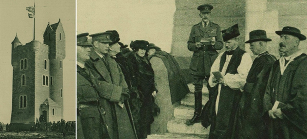 (L) The Thiepval monument to the 36th (Ulster) Division. (R) Sir Henry Wilson speaking at the official unveiling Photo: Illustrated London News [London, England], 26 November 21