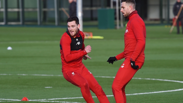Henderson returned home early after sustaining a minor injury in England's World Cup qualifier against Albania on Friday, while Robertson was forced off in Scotland's win over Denmark