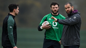 Andy Farrell (right) has included both Joey Carbery (left) and Robbie Henshaw (centre) in his team to play Argentina