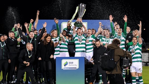 Shamrock Rovers captain Ronan Finn and team-mates celebrate