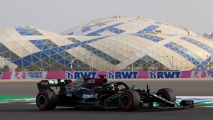 Lewis Hamilton in action at the Losail International Circuit, on the outskirts of of Doha
