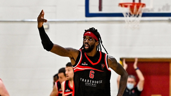 Andre Nation celebrates a three-pointer for Tradehouse Central Ballincollig