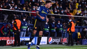 Jadon Sancho celebrates his goal against Villarreal