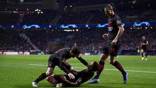 Junior Messias celebrates after netting the AC Milan winner