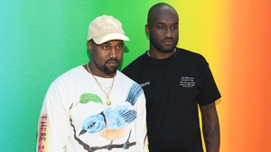 Kanye West and Virgil Abloh pictured at Paris Fashion Week in 2018