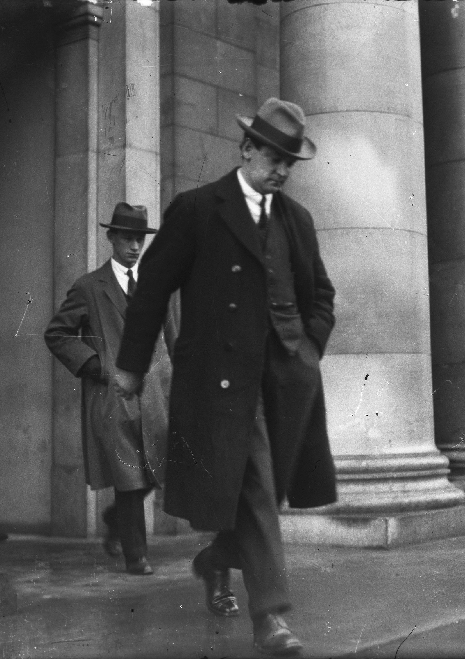 Image - 'The Treaty will almost certainly be beaten'. A pensive Michael Collins leaving the building during a break in proceedings. Credit: Getty Images