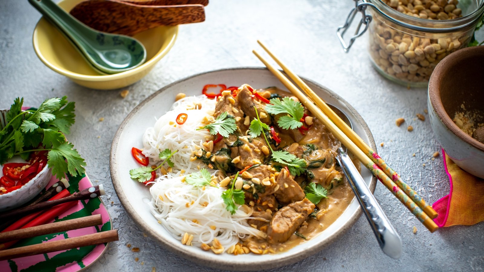 Donal Skehan's spicy peanut butter satay pork