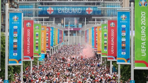 Thousands of fans on Wembly Way before the Euros final last July