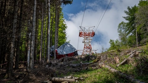 Scene of the cable car accident connecting Stresa to Mottarone in Italy