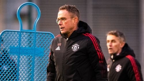 Ralf Rangnick runs the rule over his new players in training