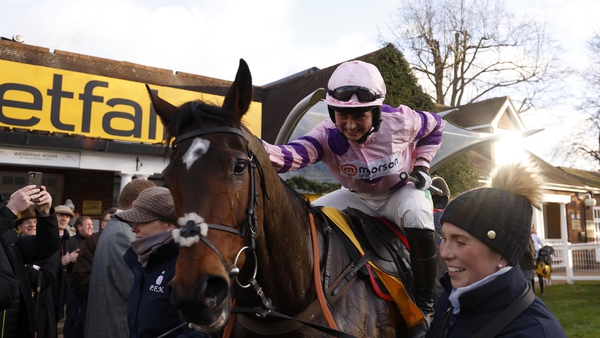 Bryony Frost and Greaneteen after the Betfair Tingle Creek Chase at Sandown