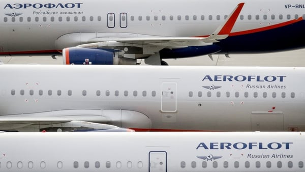 At least one Russian-made Sukhoi Superjet 100 and an Airbus A350, both operated by Aeroflot, are currently grounded and being disassembled
