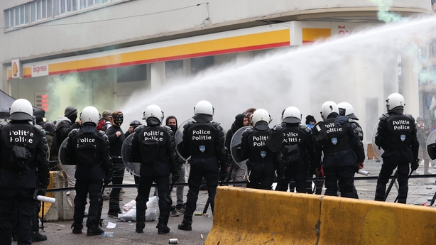 Clashes Erupt At Brussels Protest Against Covid Rules