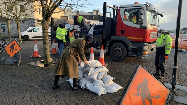 Galway City Council crews have been distributing sandbags around flood prone areas ahead of Storm Barra