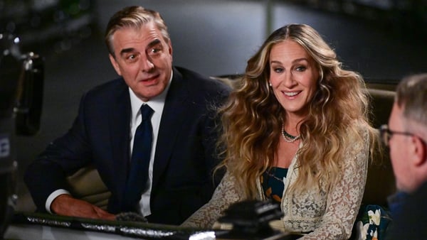 Chris Noth and Sarah Jessica Parker pictured on the set of And Just Like That