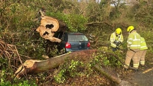 The fire service respond to an accident in Newcastle during Storm Barra (Pic: Wicklow Fire Service)