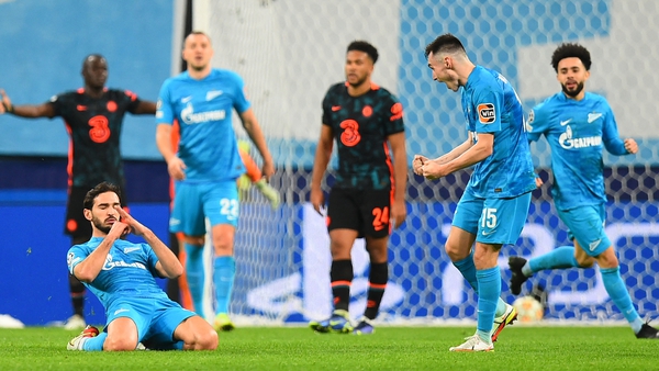 Magomed Ozdoev celebrates Zenit's third goal at the death
