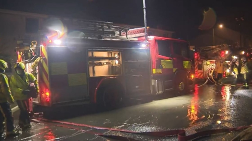 Fire services pumping water in Donegal town earlier tonight