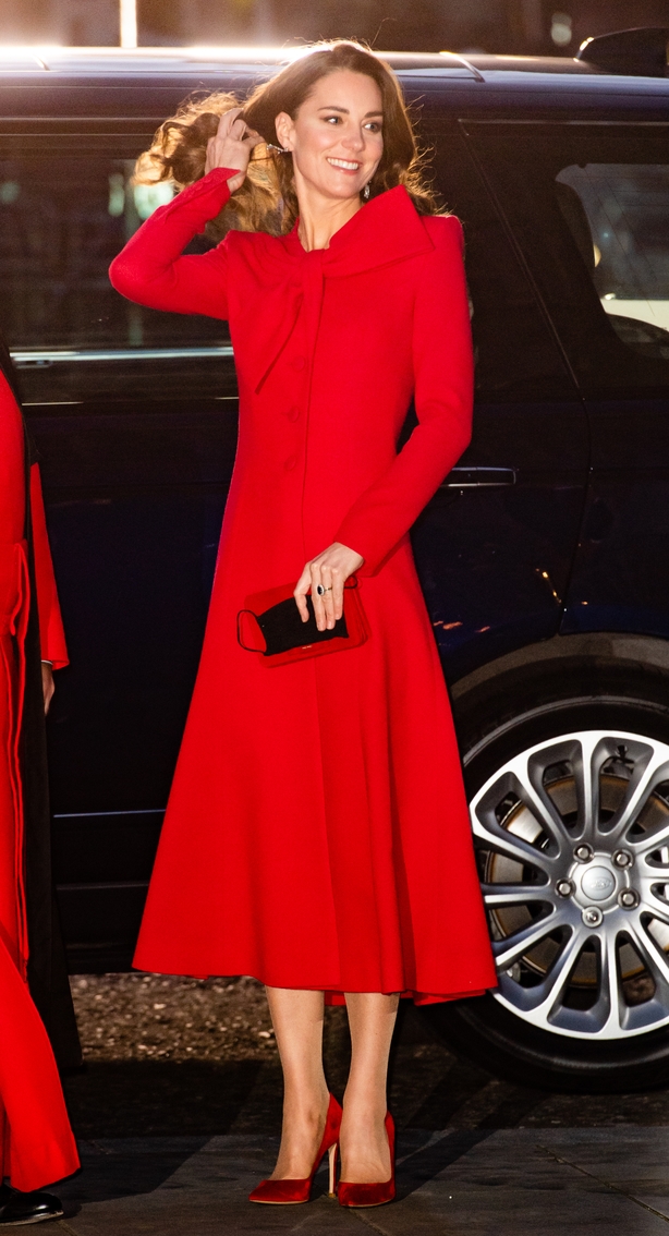 kate middleton red coat dress