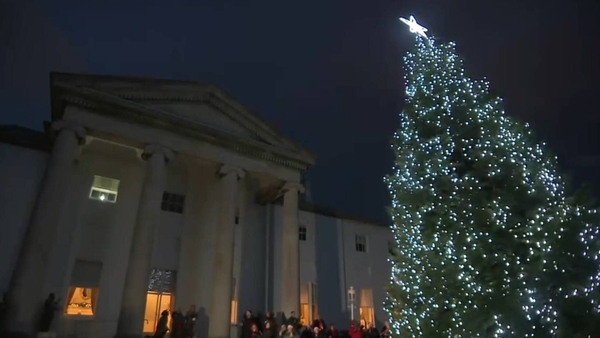 President Michael D. Higgins switched on the Christmas tree lights this evening