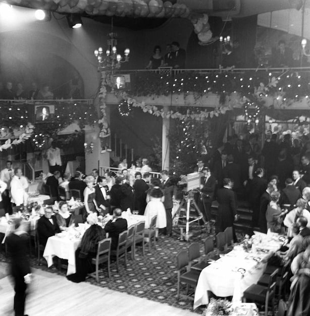 Dublin's Gresham Hotel, during Telefís Éireann's opening night on New Year's Eve 1961. Lensmen & Associates