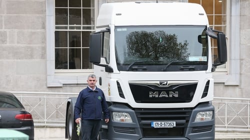 Independent TD Richard O'Donoghue drove a tractor cab into the Leinster House car park last month (Pic: Rolling News)