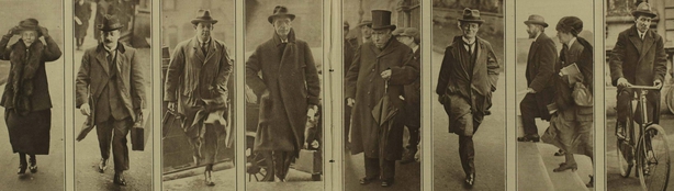 Century Ireland 220 - TDs arriving at the Dáil Éireann debate on the Anglo-Irish treaty Photo: Illustrated London News [London, England], 23 December 1921