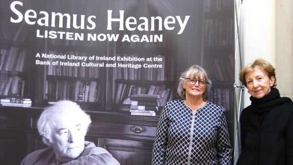 Marie Heaney and Olivia O'Leary at the Seamus Heaney: Listen Now Again exhibition