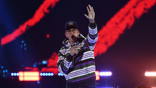 Rapper Logic performs during the iHeartRadio Music Festival in Las Vegas, Nevada in 2018