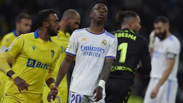 Vinicius Jr of Real Madrid can't hide his frustration