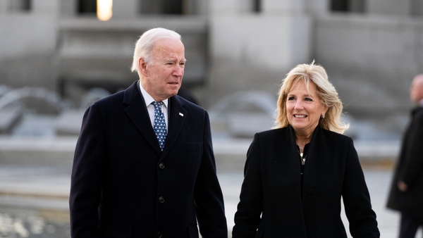 US President Joe Biden and First Lady Jill Biden during a 2021 visit to the Washington DV World War II Memorial