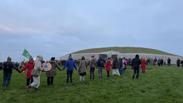 People gathered at Newgrange in Co Meath for the winter solstice sunrise
