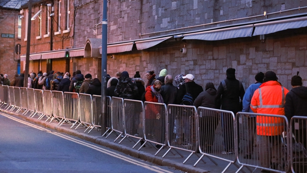Around 300 people had gathered at the centre before 8am this morning (Pic: RollingNews.ie)