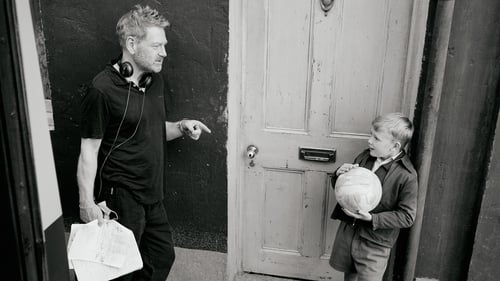 Branagh on the set of Belfast with the movie's young star Jude Hill