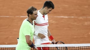 Rafael Nadal (L) with Novak Djokovic.