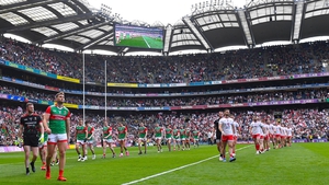 Mayo and Tyrone parade ahead of last season's All-Ireland final